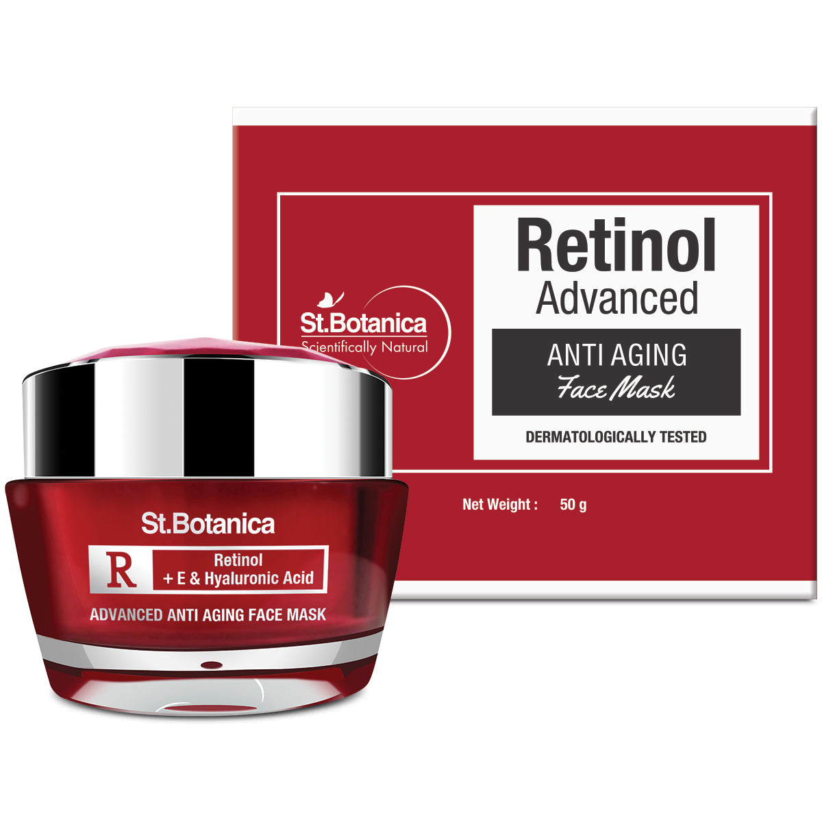 St.Botanica Retinol Advanced Anti Aging Face Mask, with Retinol, Hyaluronic Acid, Vitamin C and Botanical Extracts to remove wrinkles, 50 g