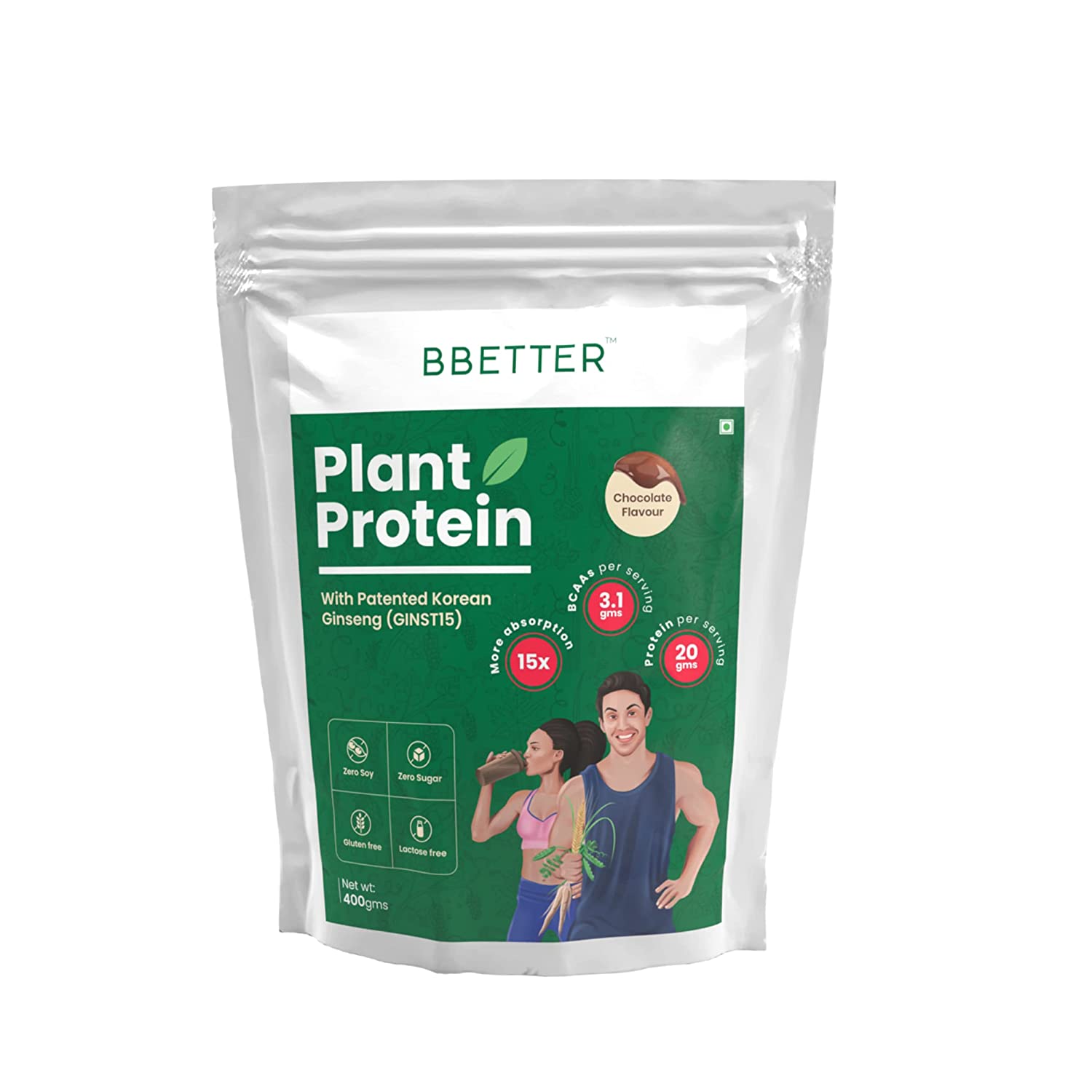 BBetter Plant Protein |  No Added Sugar | With Korean Ginseng I 20g Protein per serving I 400 gm