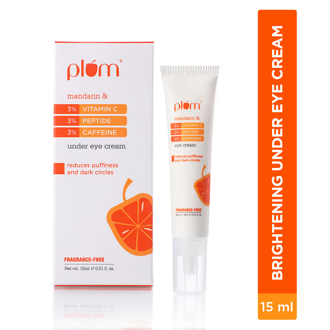 Plum Eye Cream| 3% Vitamin C, 3% Peptide & 3% Caffeine with Mandarin |15 ml