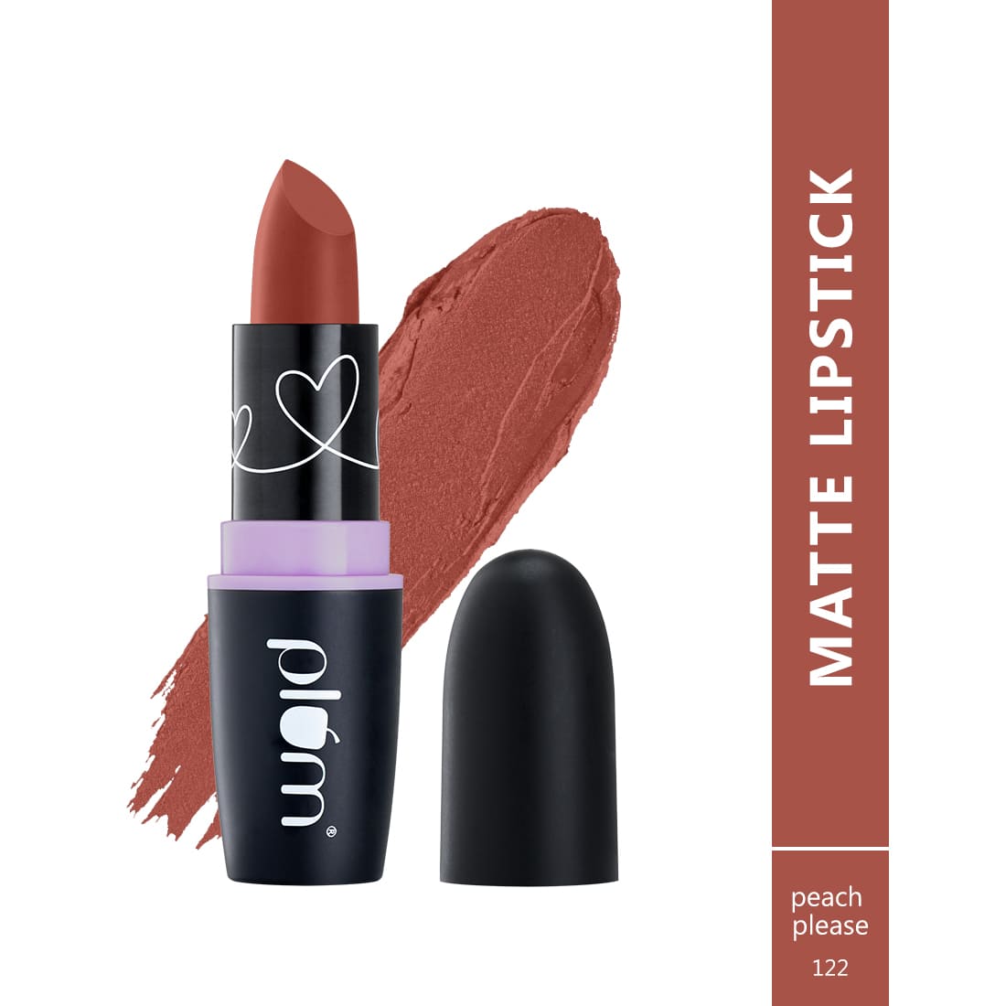 Plum Matterrific Lipstick | Highly Pigmented | Nourishing & Non-Drying | 100% Vegan & Cruelty Free | Peach Please - 122 (Peachy Brown Nude)