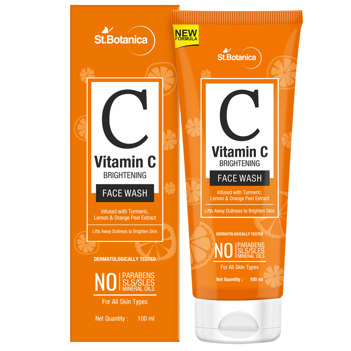 St.Botanica Vitamin C Brightening Face Wash With Stable Vitamin C, Turmeric, Saffron, No Sulphate, Parabens, 100 ml