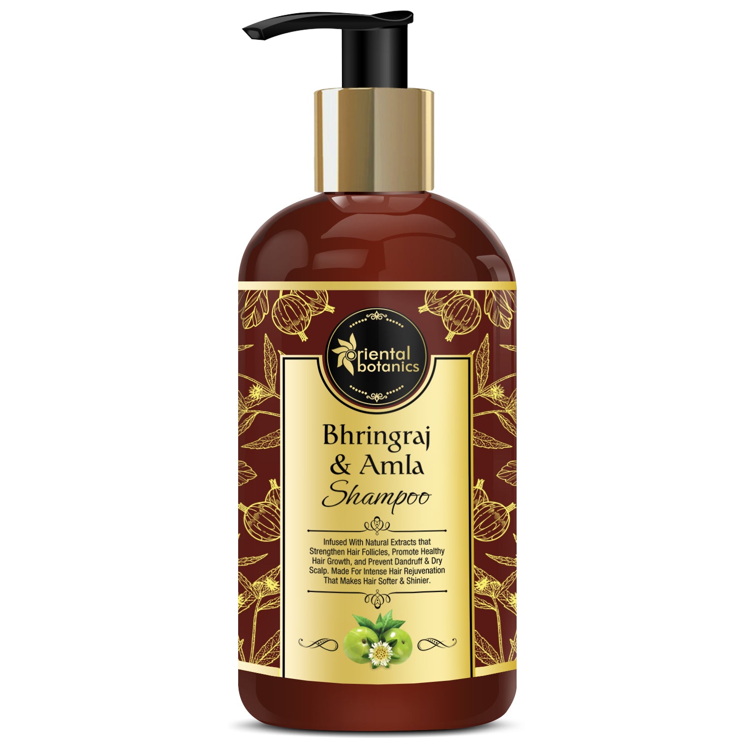 Oriental Botanics Bhringraj & Amla Hair Shampoo, No Sls/ Sulphate, Paraben, Silicones, Strengthens Hair, Promotes Growth, 300 ml