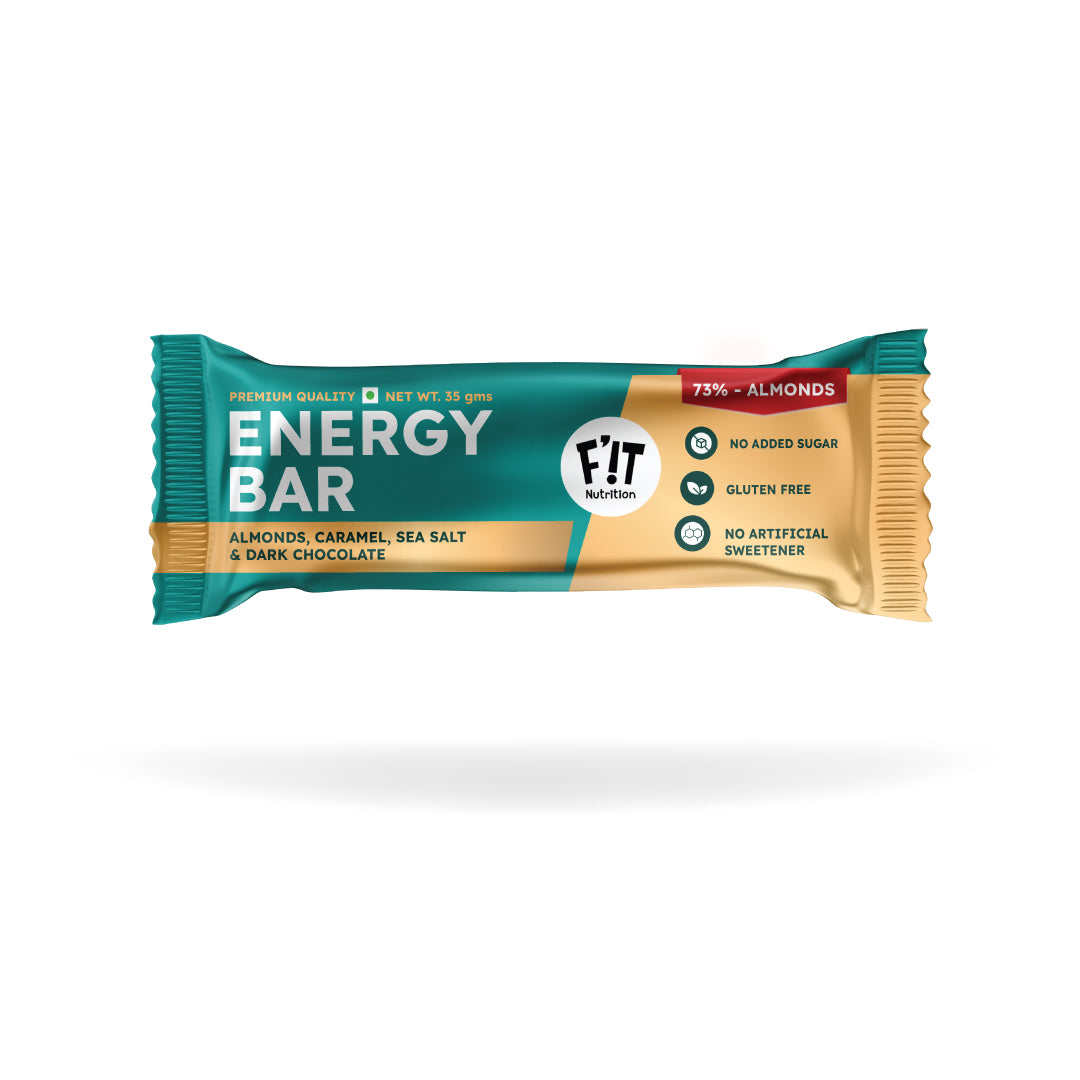 FiT Nutrition Energy Bar | Almonds(73%), Sea Salt & Dark Chocolate | No Added Sugar | Pack of 4 | 140g (35g X 4)