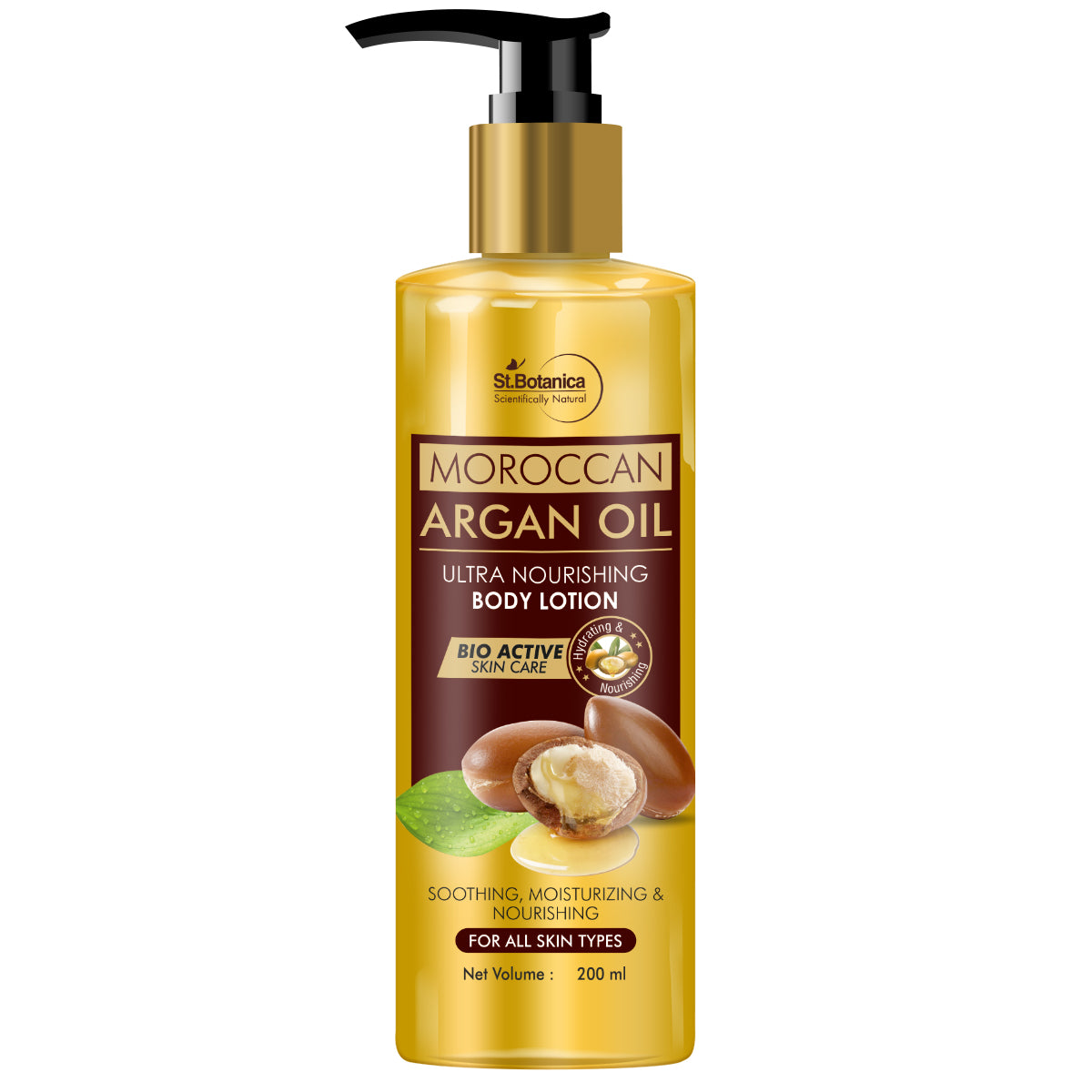 St.Botanica Moroccan Argan Oil Ultra Nourishing Body Lotion Soothing, Moisturizing and Nourishing, (200 ml, Normal Skin)