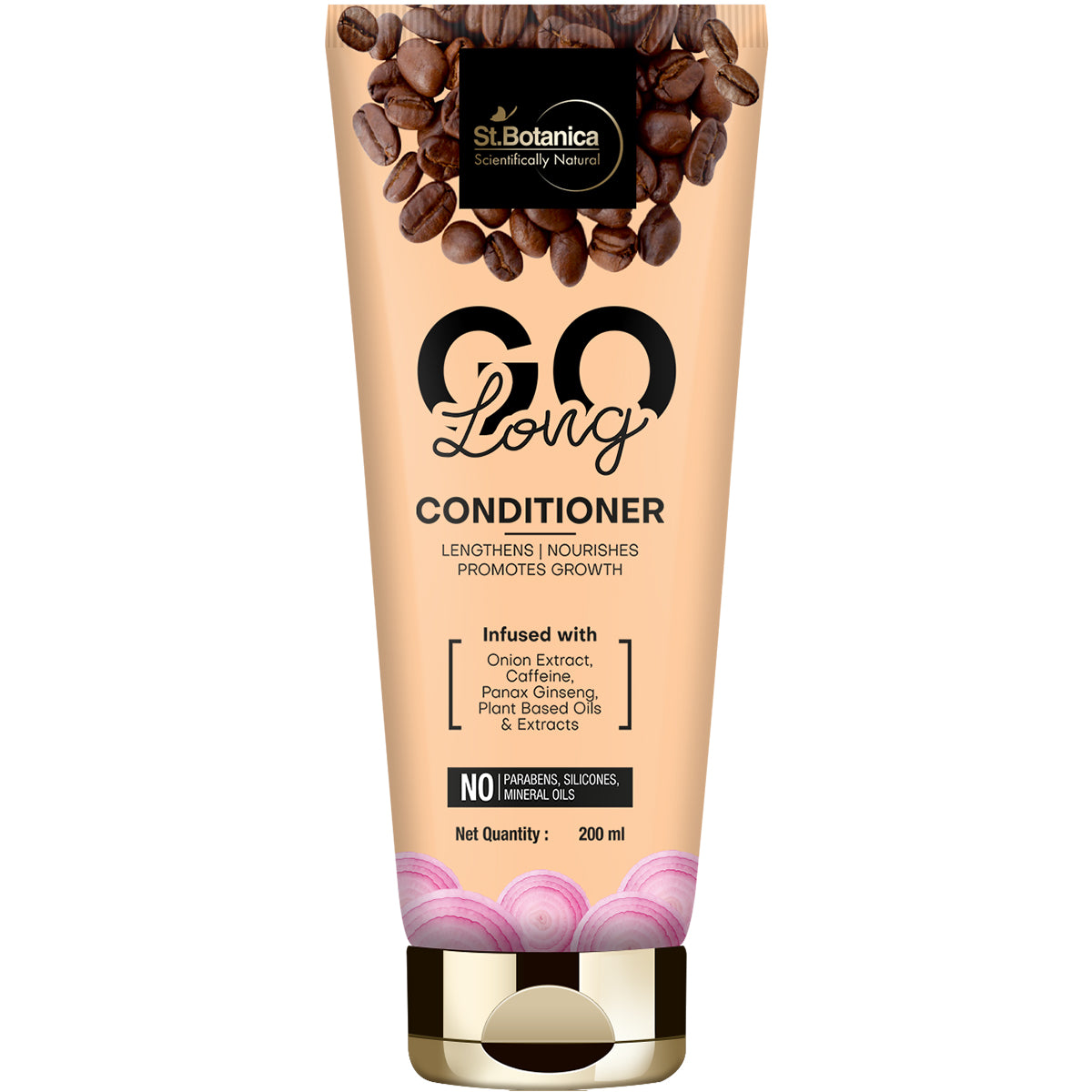 St.Botanica GO Long Onion Hair Conditioner - With Onion Oil, Caffeine, Panax Ginseng, No SLS/Sulphate, Paraben, Silicones, Colors, 200ml