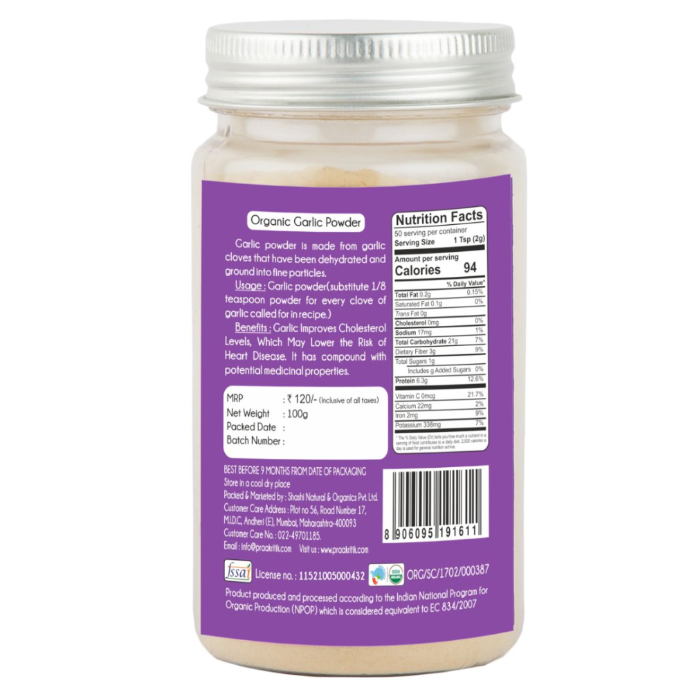 Praakritik Organic Garlic Powder |100g