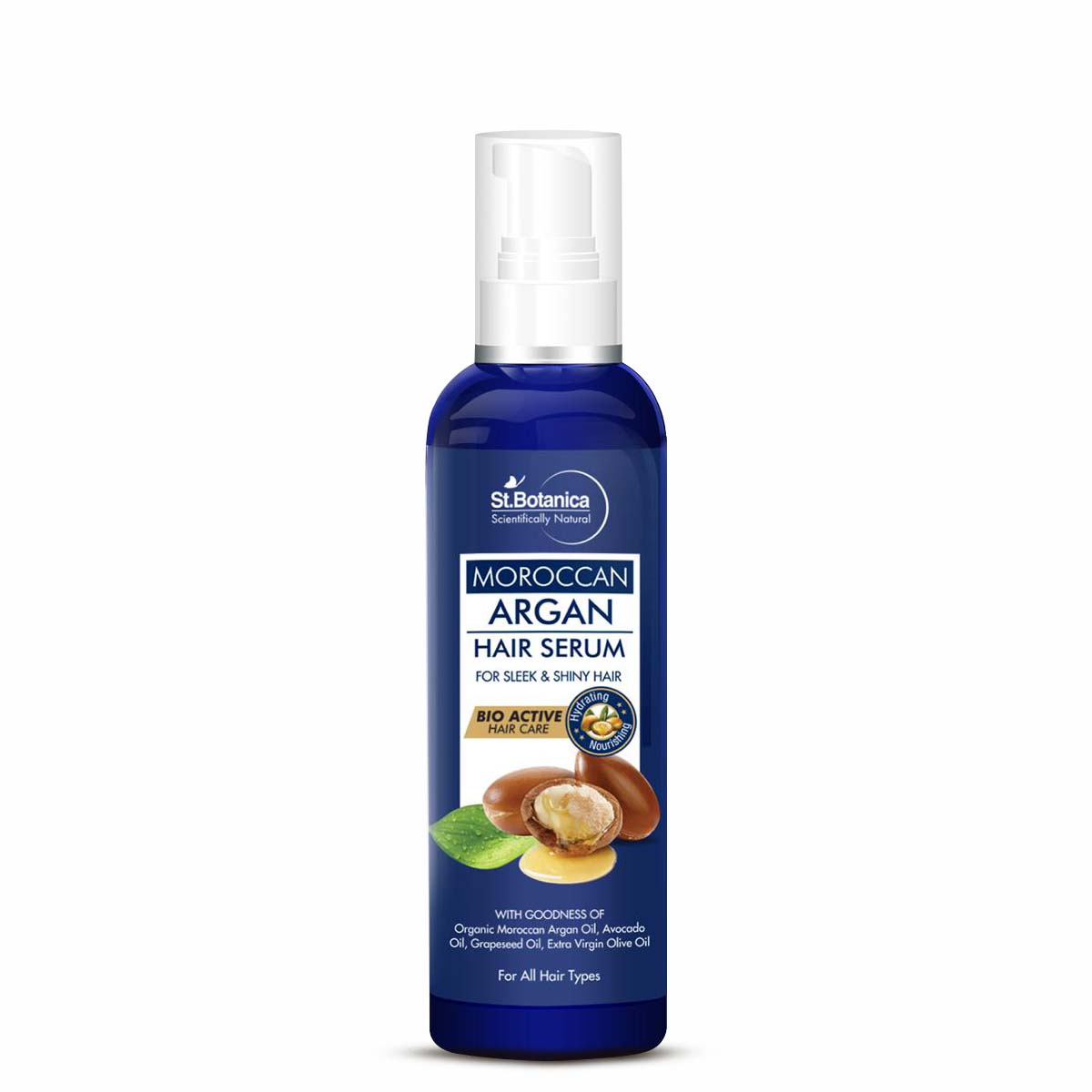 St.Botanica Moroccan Argan Hair Serum - Nourishing and Frizz Control Serum (With USDA Organic Argan Oil) 120ml