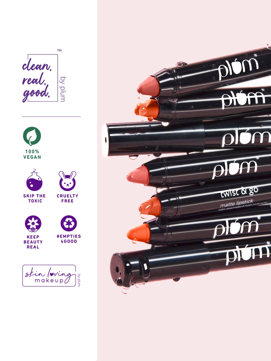 Plum Twist & Go Matte Lipstick | Ceramides + Hyaluronic Acid | Airbrushed Finish | Long Lasting | Brown To Earth - 130 (Warm Earthy Brown)
