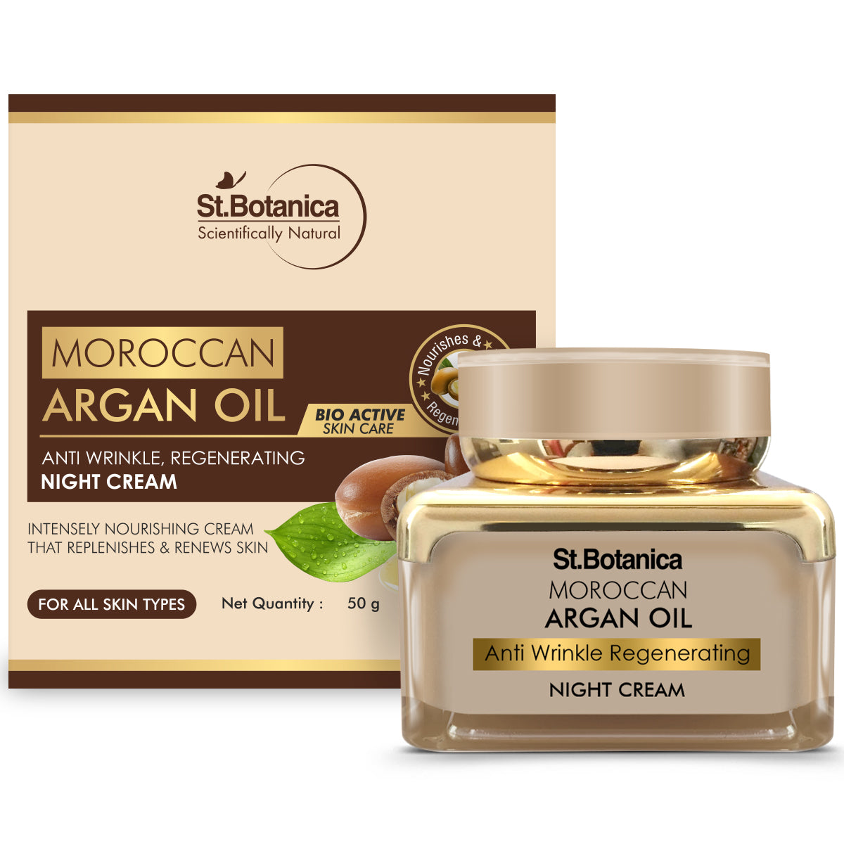 St.Botanica Moroccan Argan Oil Anti Wrinkle Regenerating Night Cream, 50g