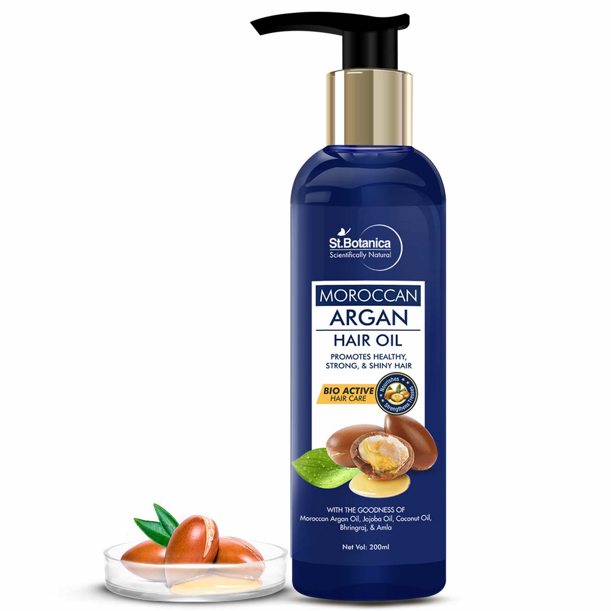 St.Botanica Moroccan Argan Hair Oil (With Pure Argan, Jojoba, Almond, Castor, Olive, Avocado, Rosemary Oils), 200ml