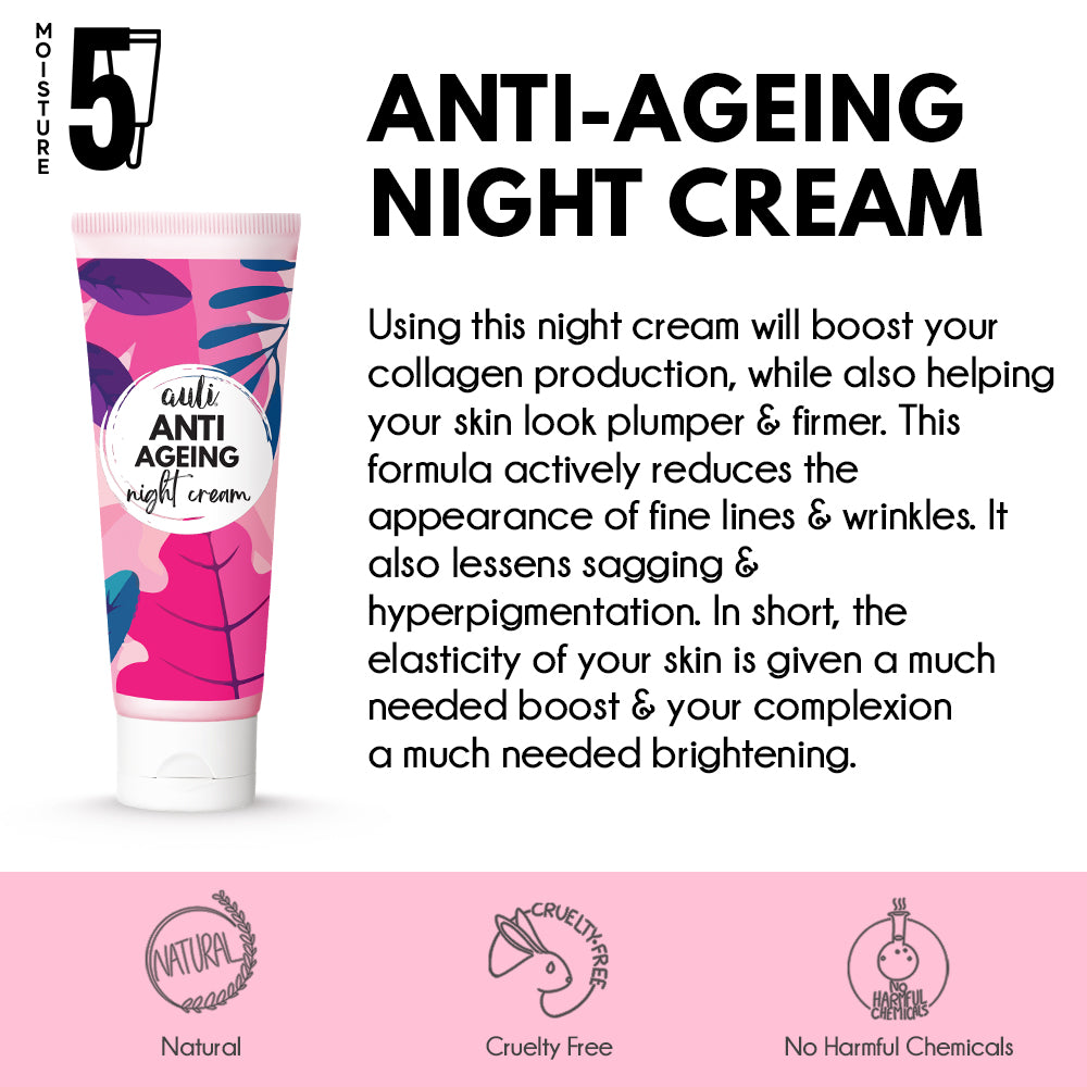 Auli Anti-Ageing Night Cream | Vitamin C & Cucumber | For all skin types | 100gm