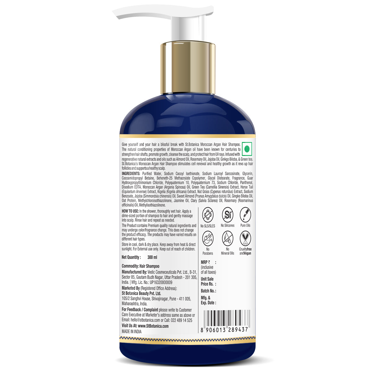 St.Botanica Moroccan Argan Hair Shampoo With Organic Argan Oil (No Sulphate & Paraben), 300ml