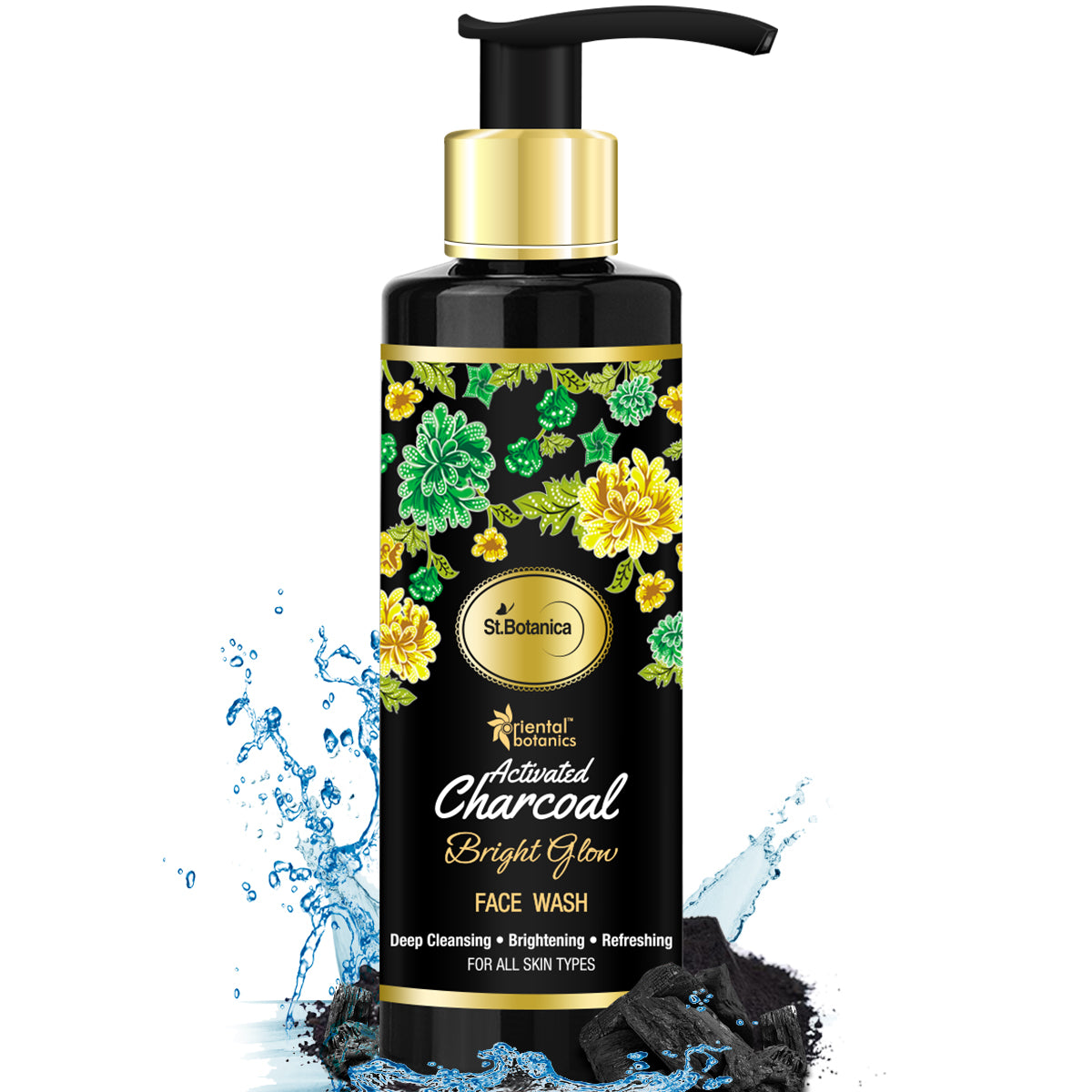 Oriental Botanics Activated Charcoal Bright Glow Face Wash - No Parabens, Sulphate, Silicones, 200ml