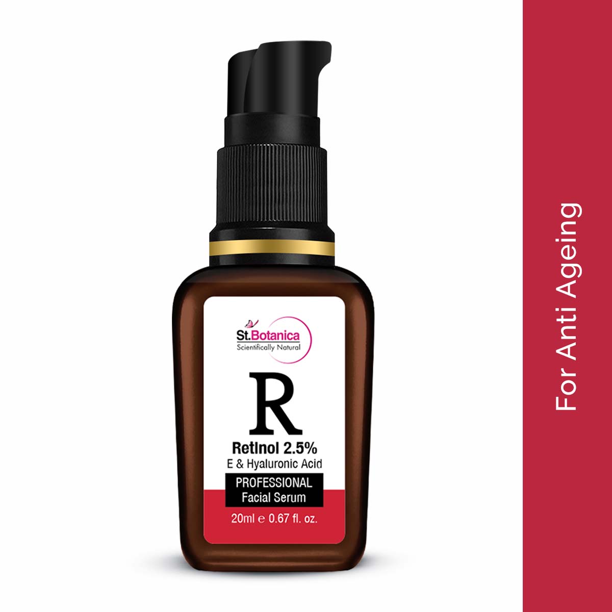 St.Botanica Retinol 2.5% + Hyaluronic Acid Face Serum - Anti Aging/Wrinkle Face Serum, 20 ml