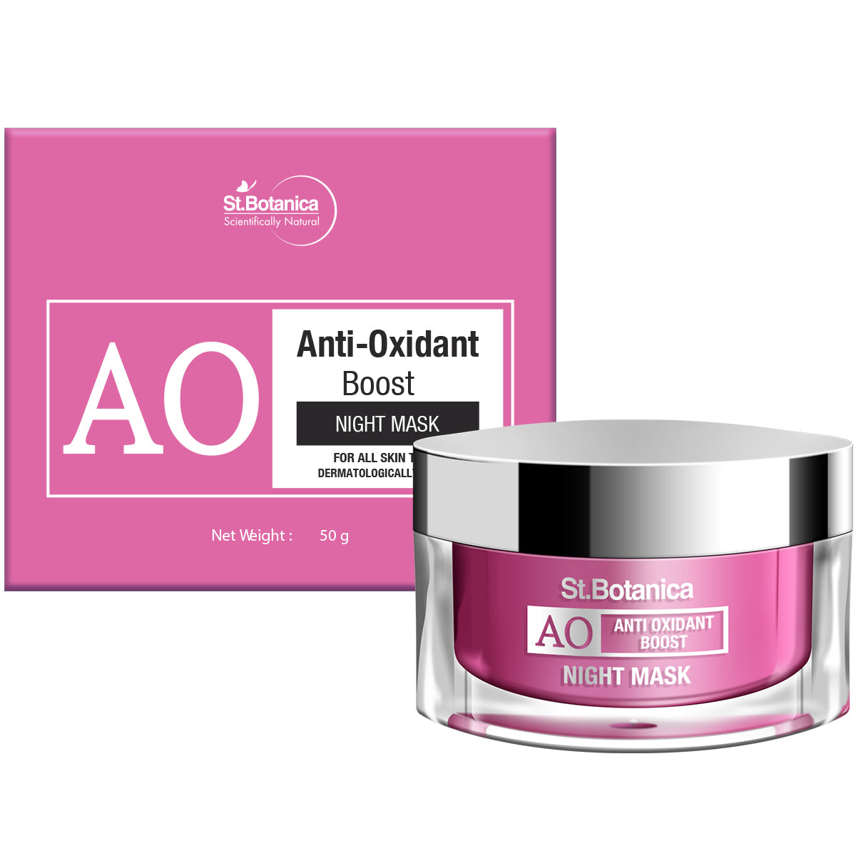 St.Botanica Anti Oxidant Boost Over Night Mask - For Clear & Radiant Skin (Night Cream + Overnight Mask), 50 g (STBOT550)
