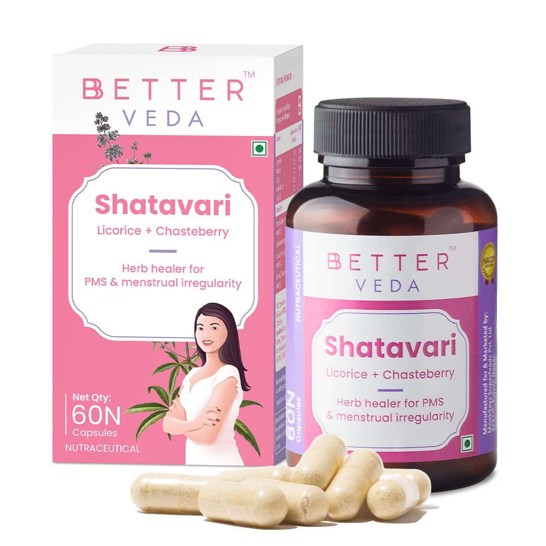 BBetter Shatavari Supplement for Women | For PCOS, PCOD, PMS I 60 Veg Capsules