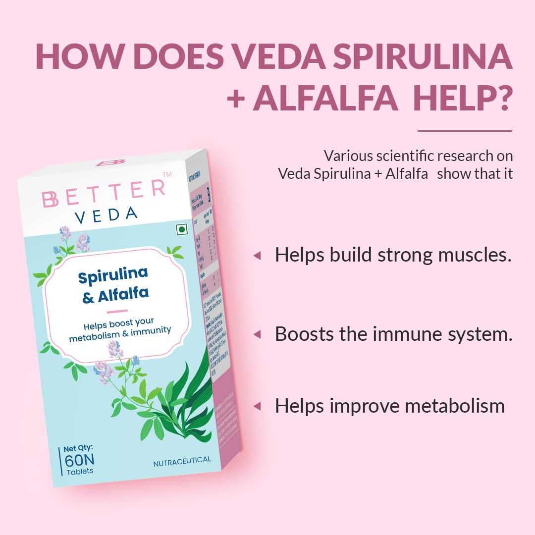 BBetter Spirulina 1000mg I 60 Veg Tablets | Immunity & Metabolism Booster