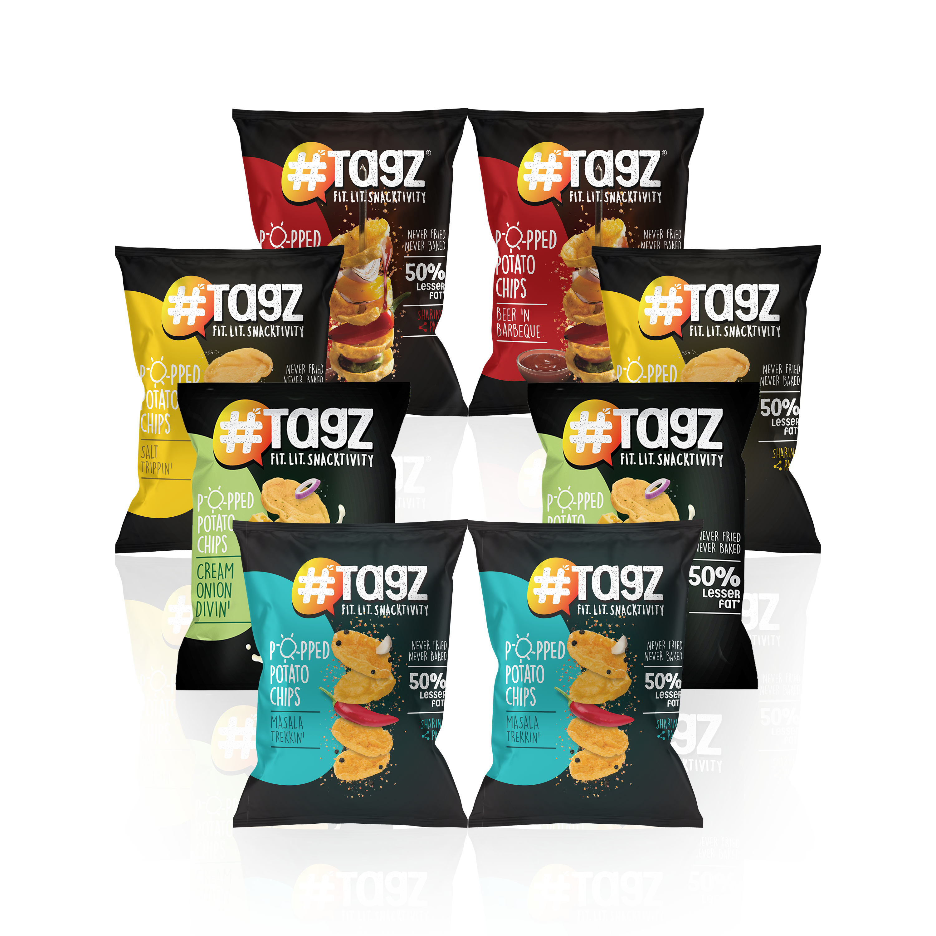 TagZ Popped Potato Chips - Pack of 8 | 44gms each