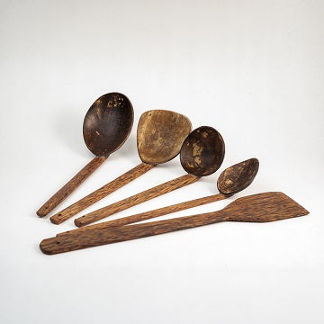 Thenga traditional coconut shell &wood cooking set (set of 5)