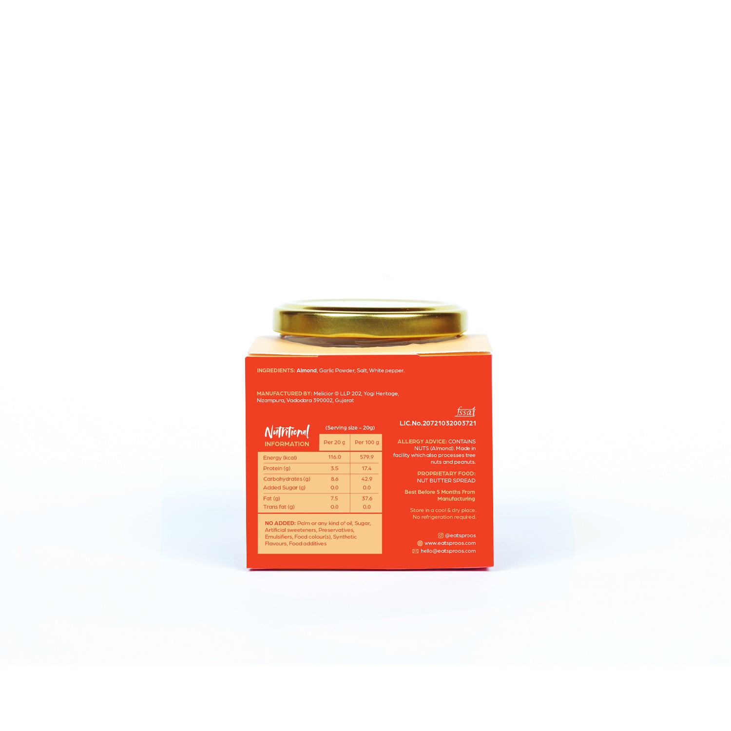 Sproos Nut Sauce | Almond Garlic | No Preservative | No Added Sugar | 190gm