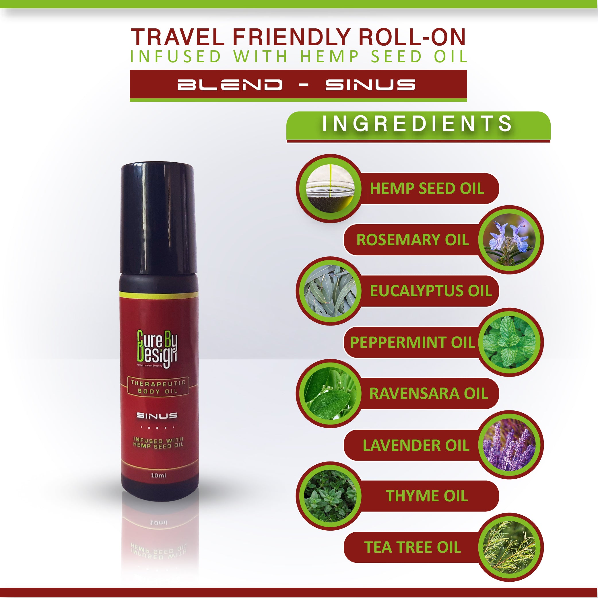 Cure By Design Therapeutic Healing  Roll on  -Sinus 10 ml