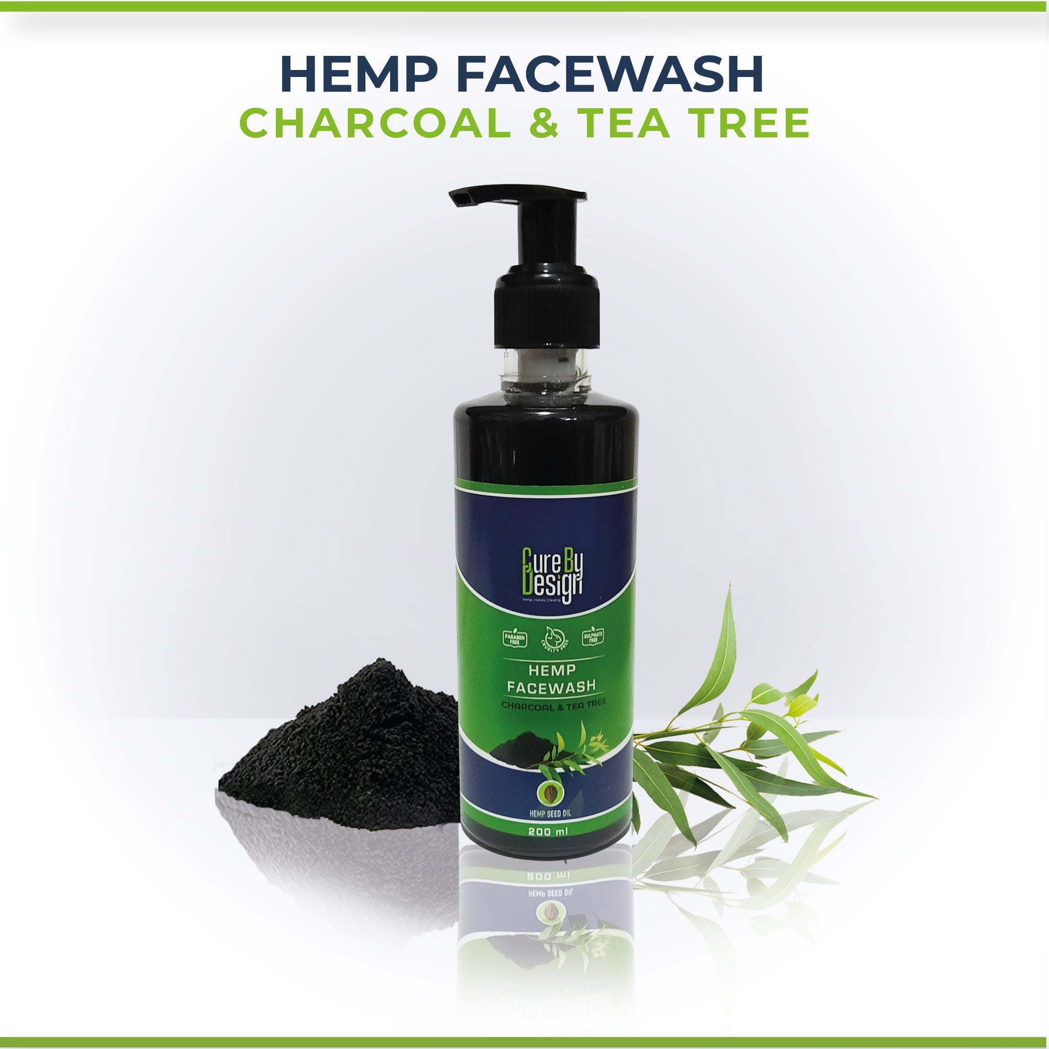 Cure By Design Hemp, Charcoal & Tea Tree Oil Facewash