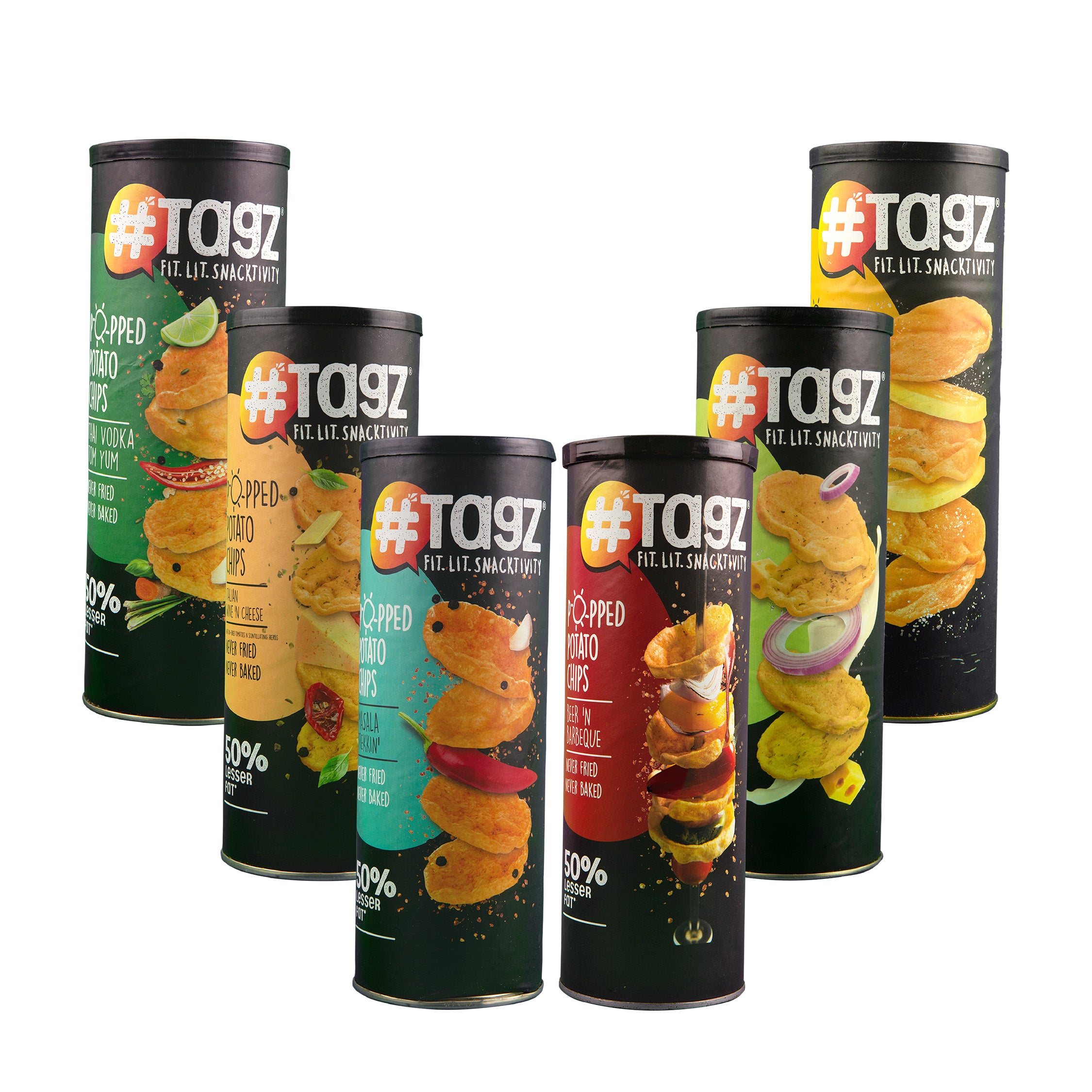TagZ Popped Potato Chips Can | Pack of 6 | 40gms each