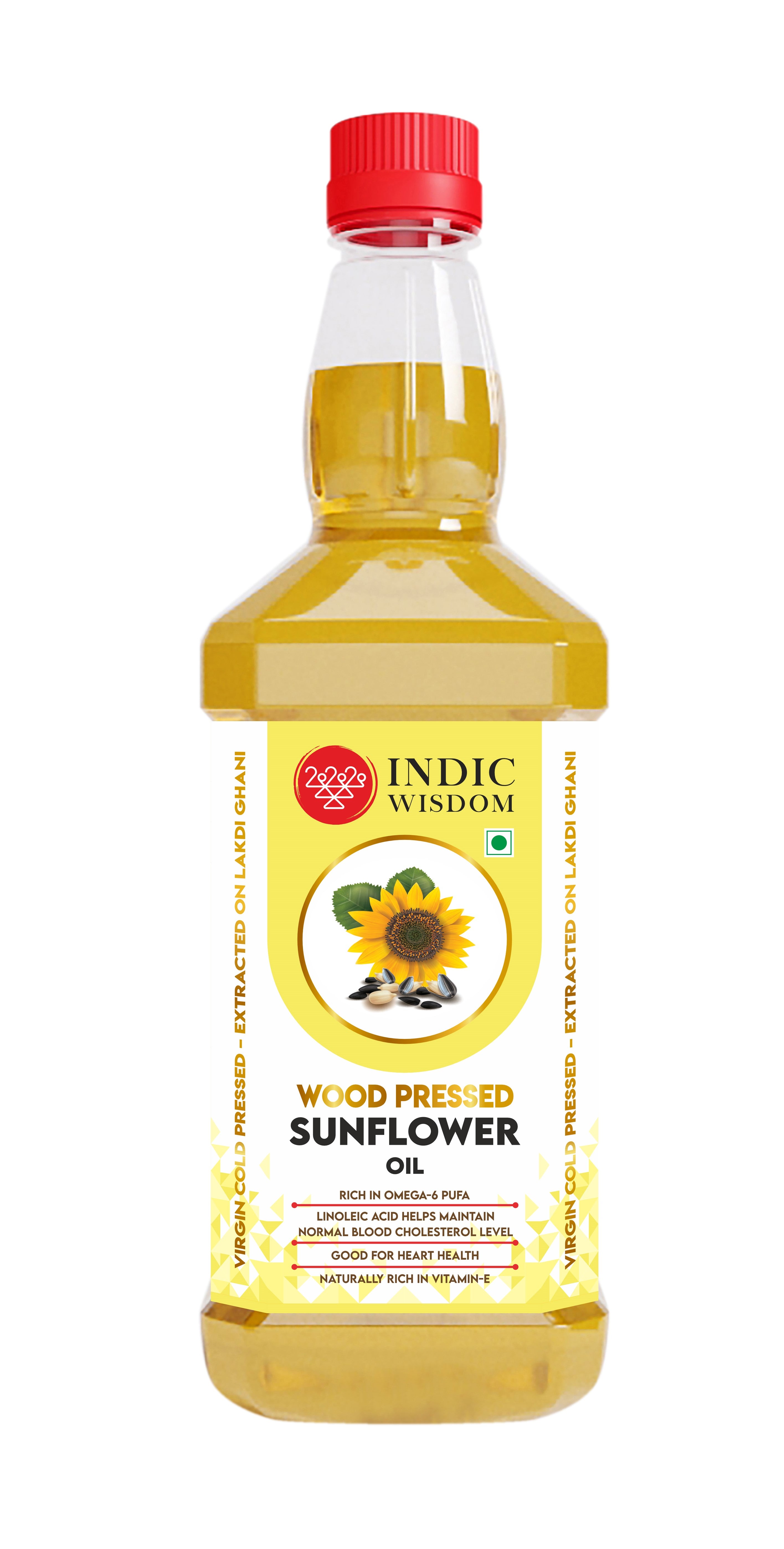 Indic Wisdom Sunflower Oil I Wood Pressed I Cold Pressed I 1 Ltr.