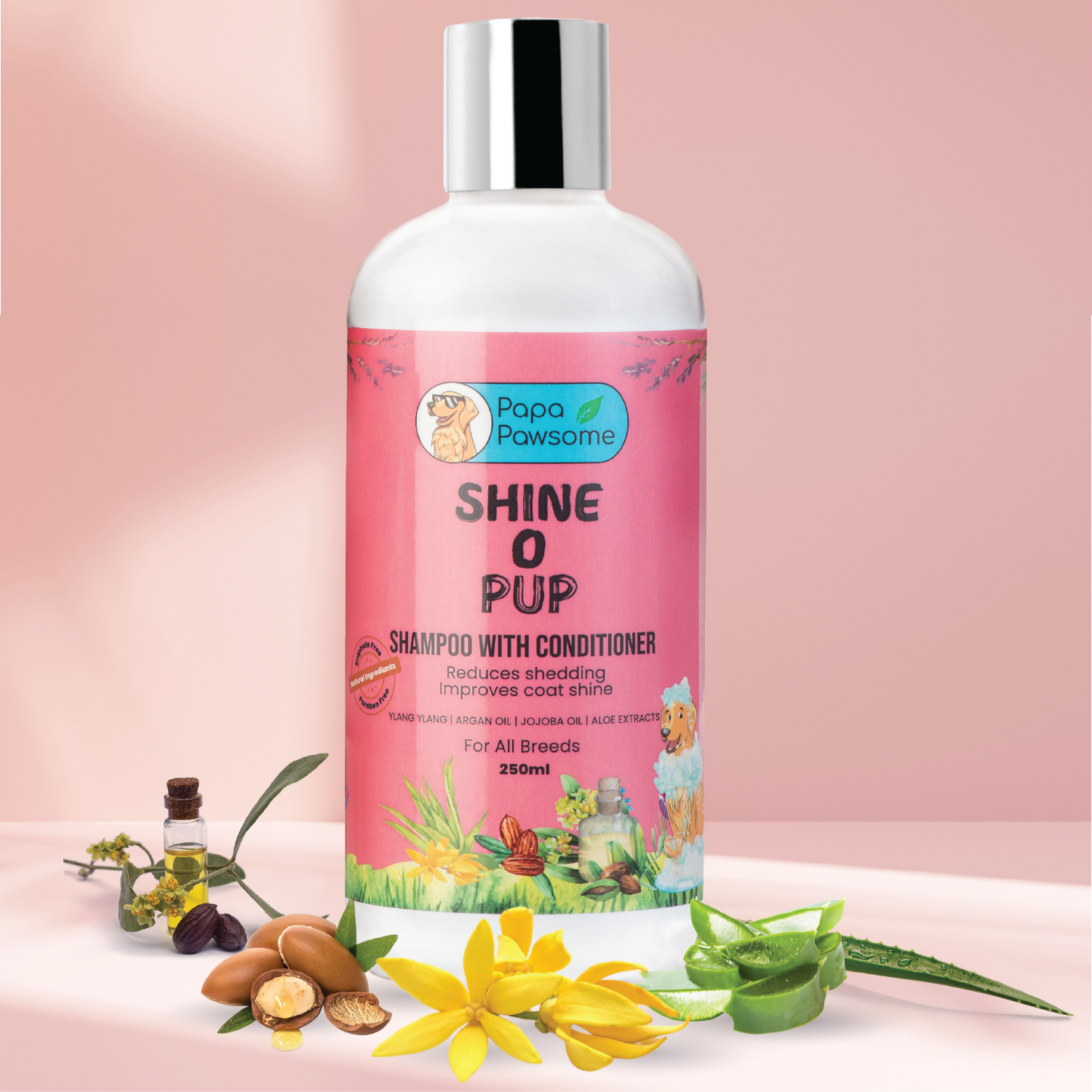 Papa Pawsome Shine O' Pup Tear-Free Shampoo with Conditioner for Dog I 250 ml