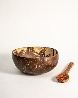 Thenga Coconut Bowl /Shell + Spoon, Eco Friendly and Toxin Free (600 ML)